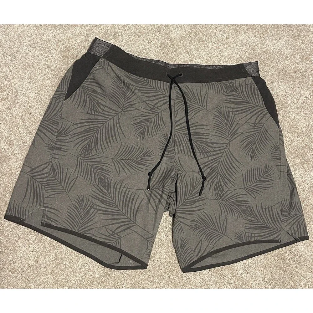 Chubbies Swim Trunks Mens 2XL Gray Tropical Palm Leaf 7